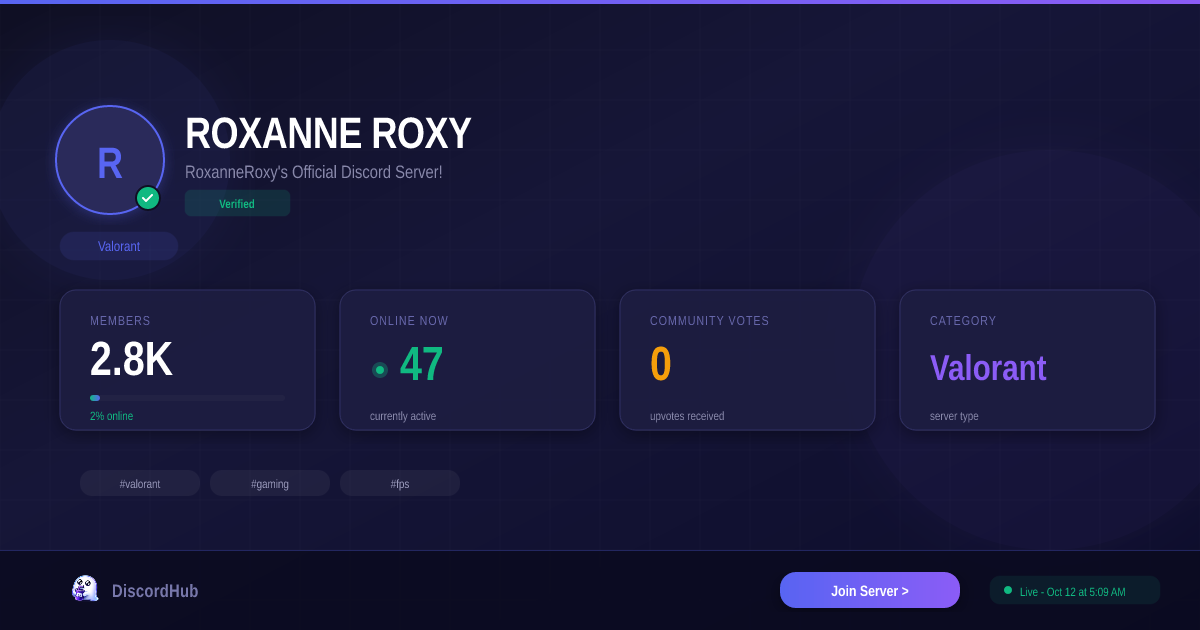 ROXANNE ROXY — Popular Valorant Discord (2.8K+ Members) [2026]