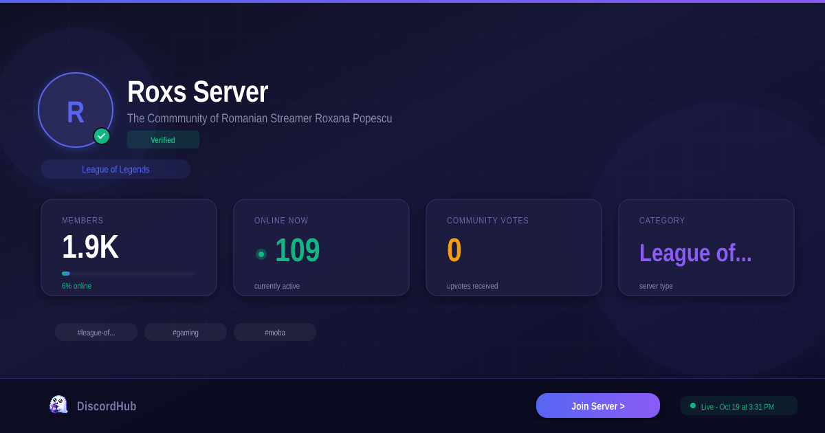 Rox’s Server — Popular League of Legends Discord (2.0K+ Members) [2026]
