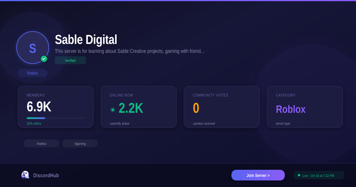 Sable Digital Discord — Best Roblox Server | 6.9K+ Members [2026]