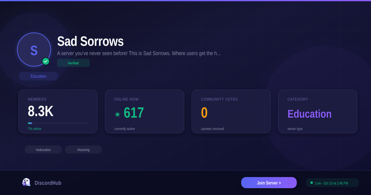 Sad Sorrows│悲 Discord — Best Education Server | 7.8K+ Members [2026]