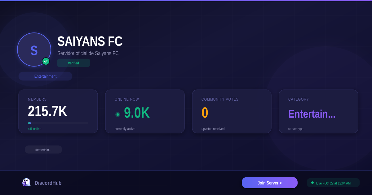 SAIYANS FC 🧡💙 Discord Server — Join 216K+ Members | Entertainment [2026]