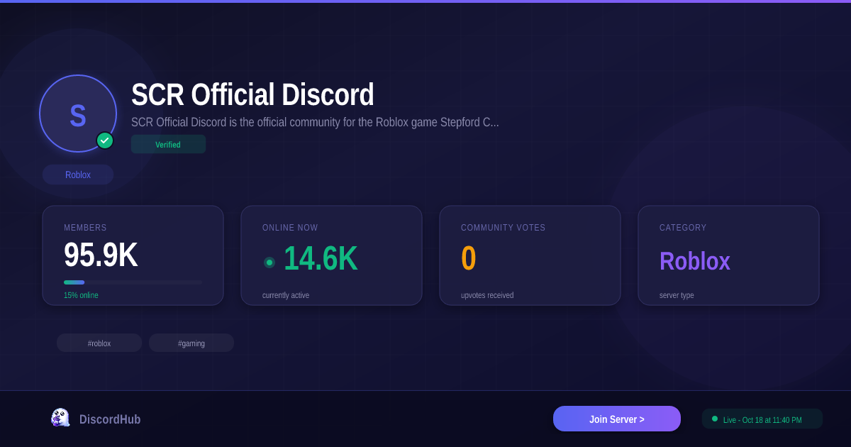 Scr Rolbox SCR Official Discord Discord — Biggest Roblox Server | 94K+ Members