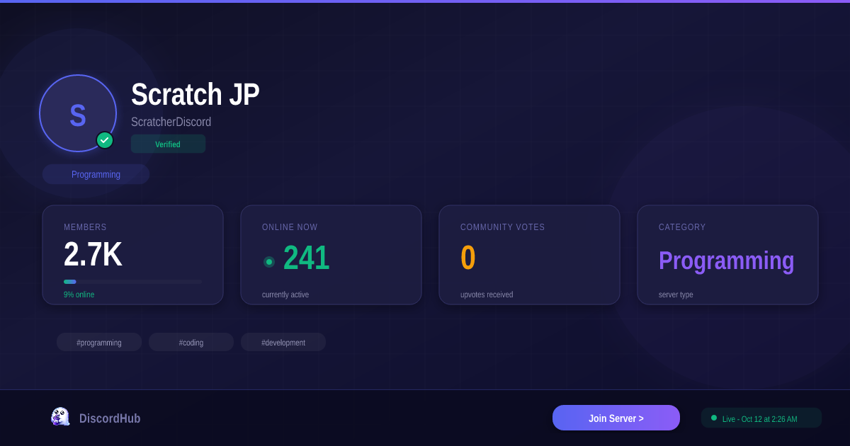Scratch JP Discord Server — 2.7K+ Members | Best Programming [2026]