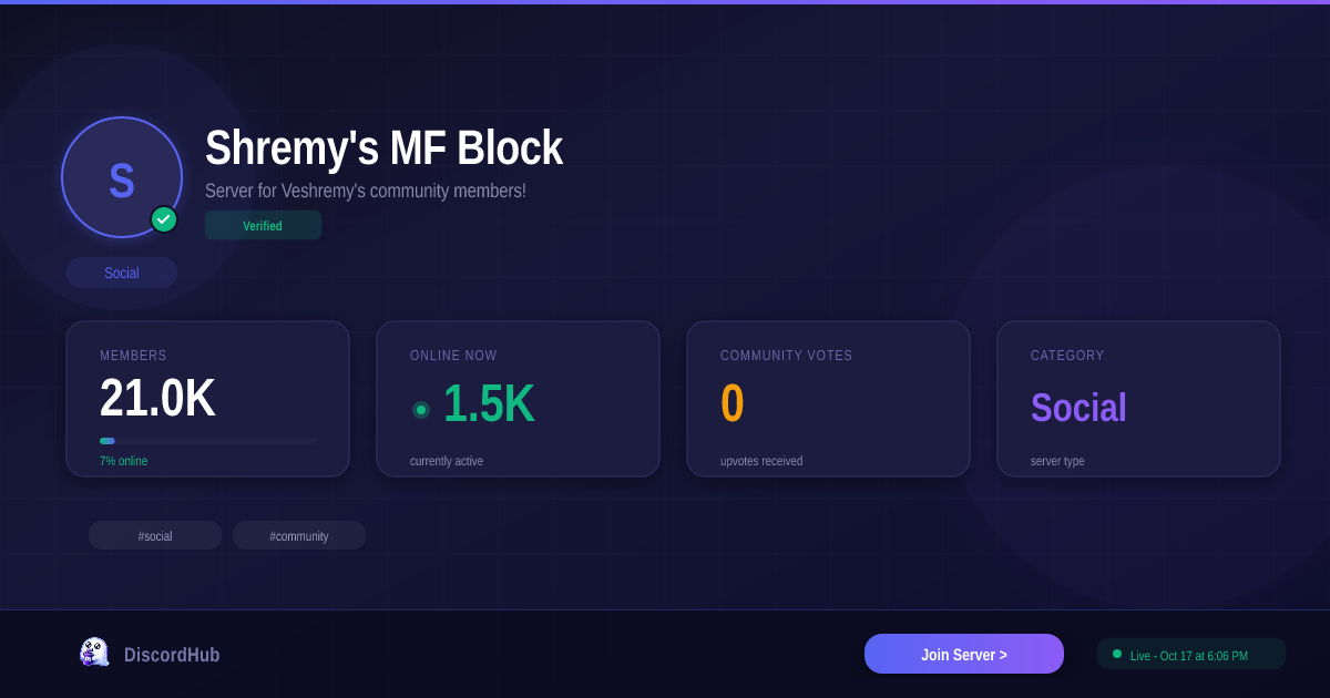 Join Shremy's MF Block Discord — 21K+ Social Members [Free Invite]