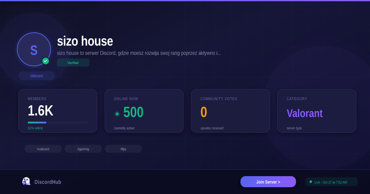 sizo house — Popular Valorant Discord (1.8K+ Members) [2026]