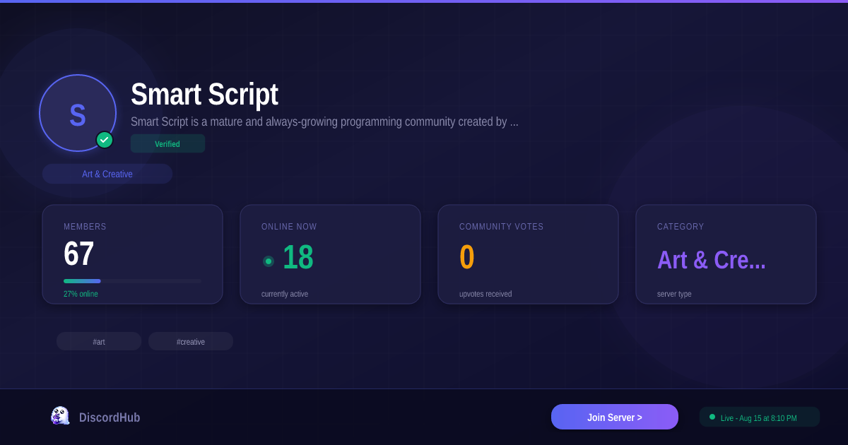 Smart Script — 306 Member Art & Creative Discord Server [Join Free]
