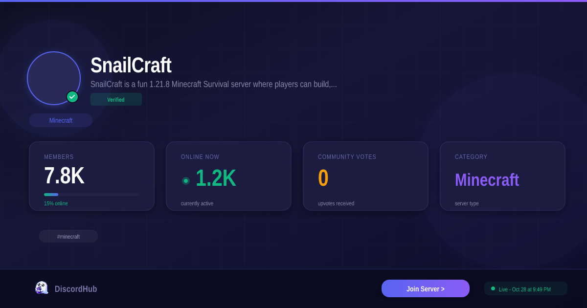 🐌 SnailCraft 🐌 Discord Server — Join 6.8K+ Minecraft Members [2026]