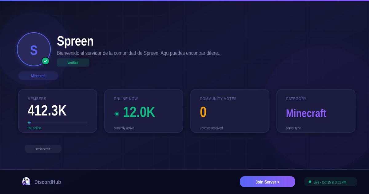 Spreen Discord Server — 412K+ Members | Huge Minecraft [2026]