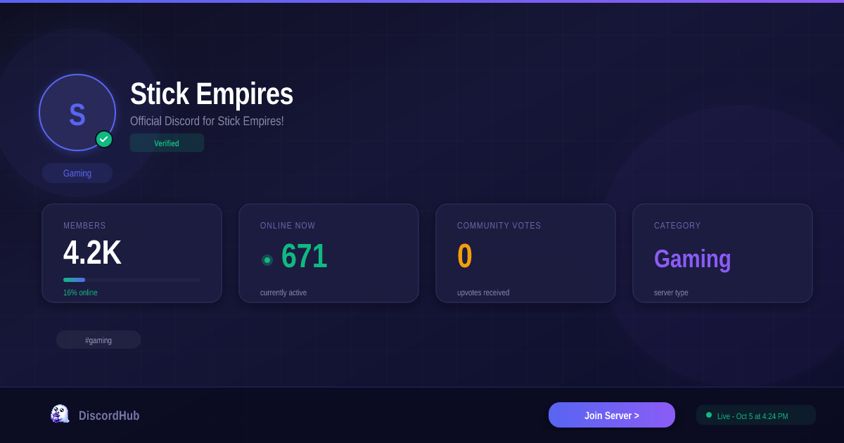 Stick Empires Discord Server — Gaming Community | 3.8K+ Members