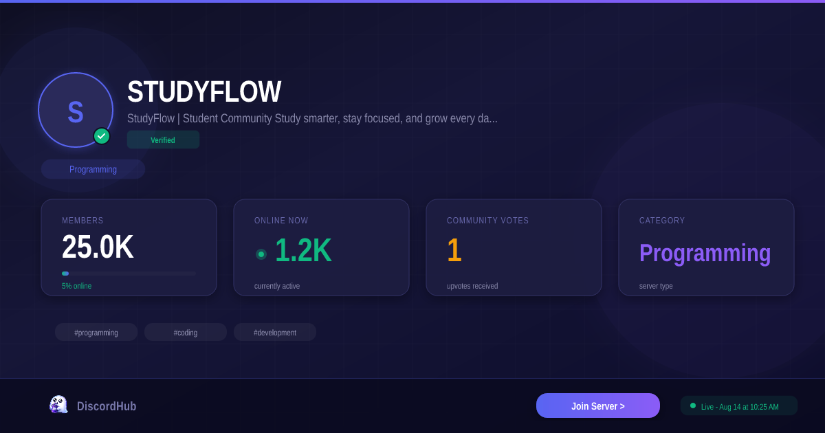 STUDYFLOW Discord Server — Join 25K+ Programming Members [2026]