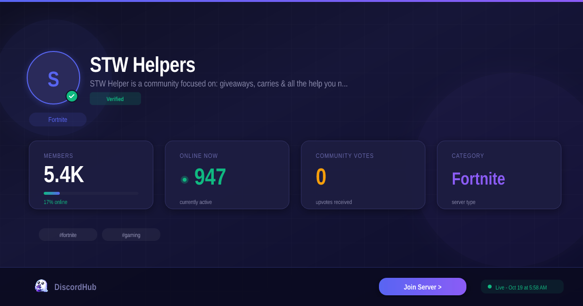 Join STW Helpers Discord — 4.1K+ Active Fortnite Members [2026]
