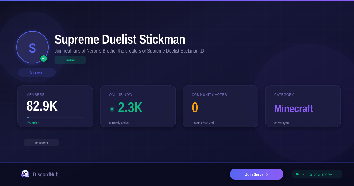 Supreme Duelist Stickman — The #1 Minecraft Discord Server (83K+ Members)