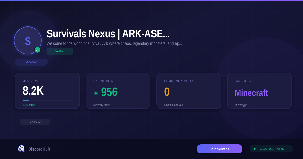 Survivals Nexus | ARK-ASE & ASA Discord — Best Minecraft Server | 8.0K ...
