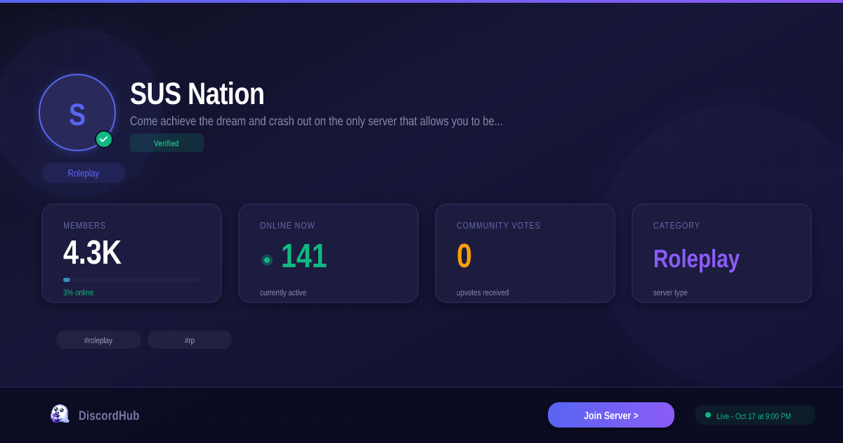 SUS Nation Discord — 4.3K+ Roleplay Members | Join Free [2026]