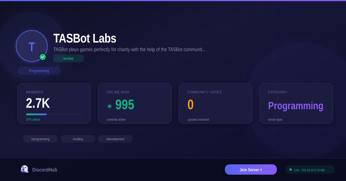 Join TASBot Labs Discord — 2.7K+ Active Programming Members [2026]