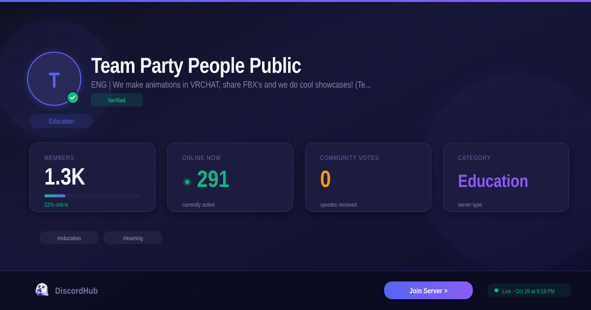 Join Team Party People Public Discord — 1.2K+ Active Education Members ...