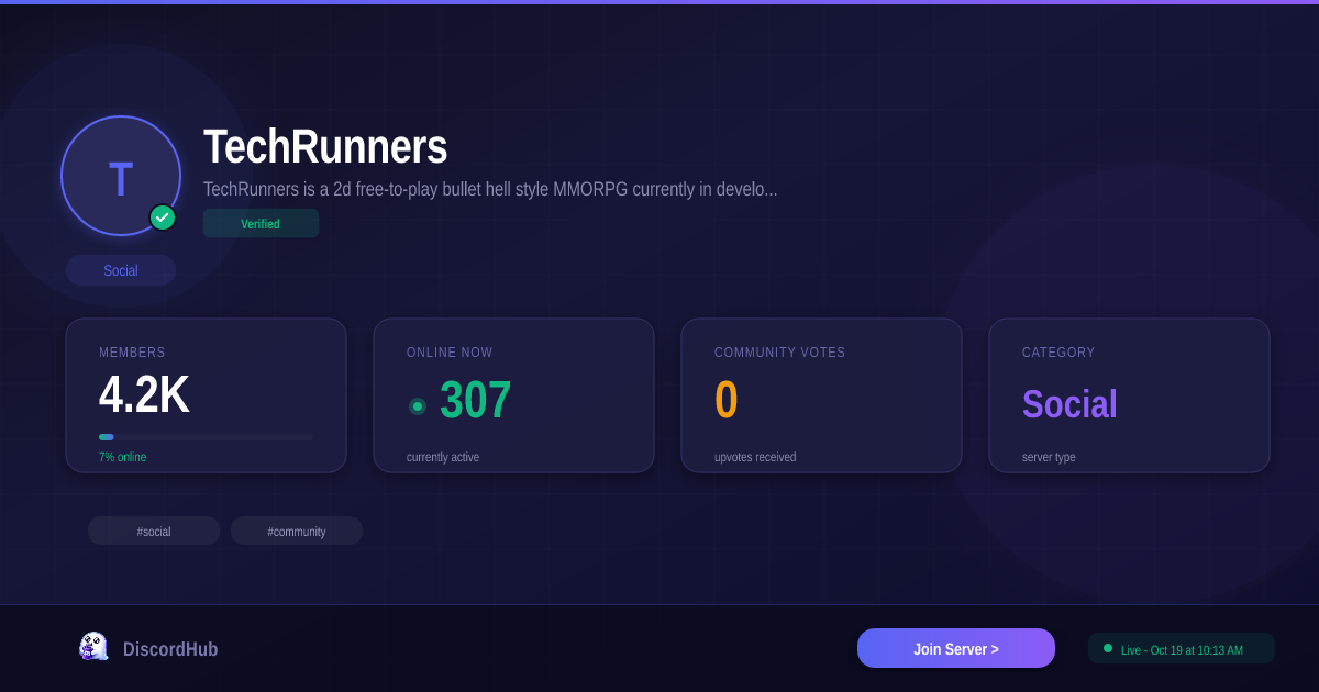 TechRunners Discord Server — 3,927 Members | Top Social [2026]