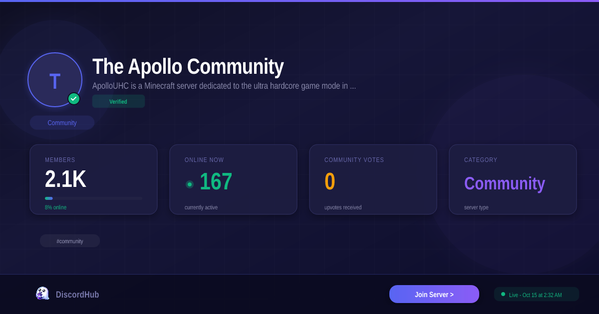 The Apollo Community Discord Server — 2,076 Members | Top Community [2026]