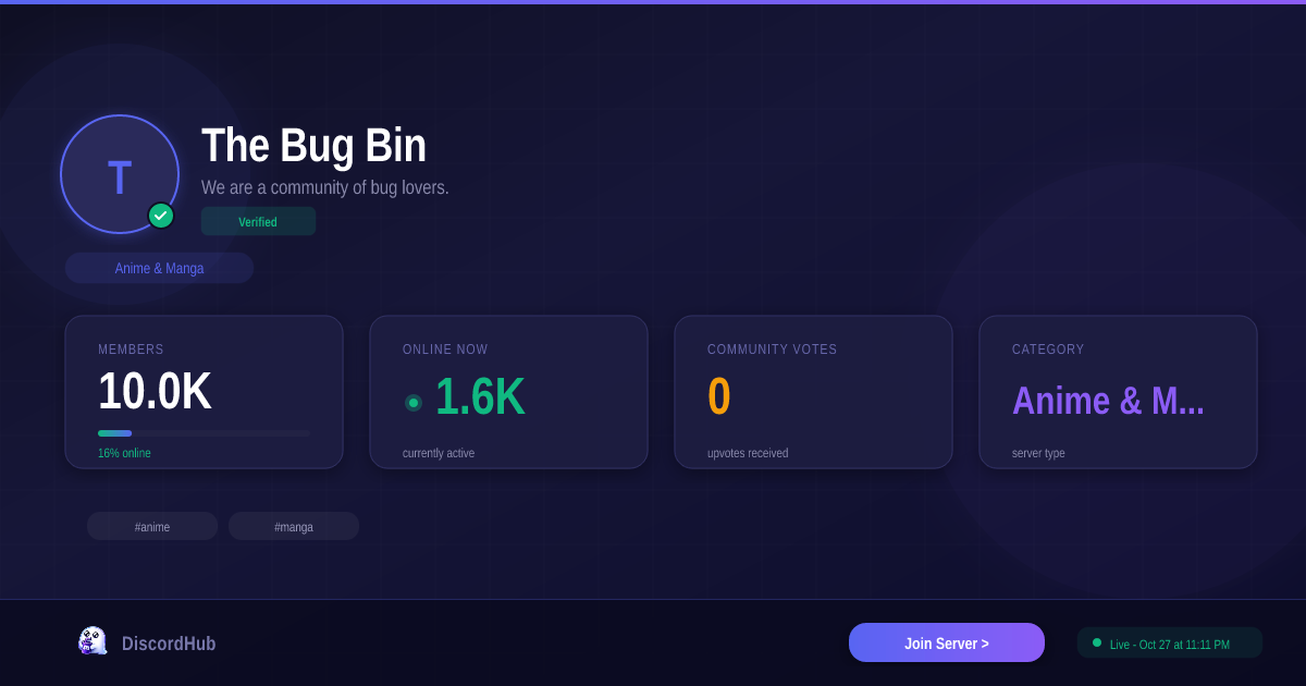 Join The Bug Bin Discord — 10.0K+ Anime & Manga Members [Free Invite]