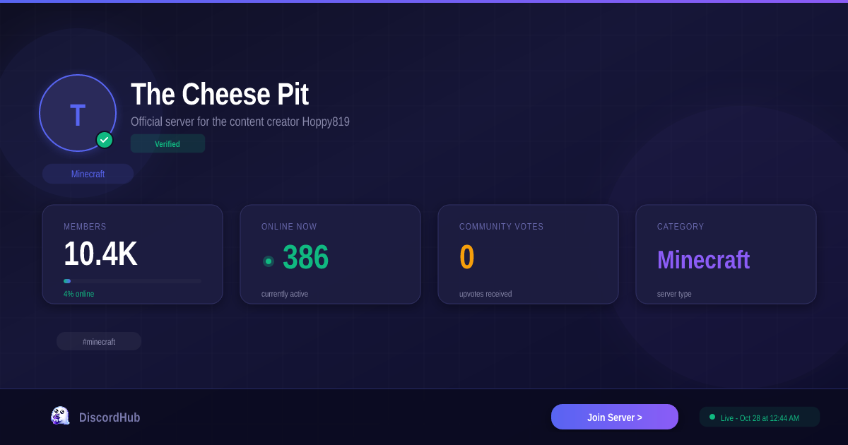 The Cheese Pit Discord Server — Join 9.4K+ Minecraft Members [2026]