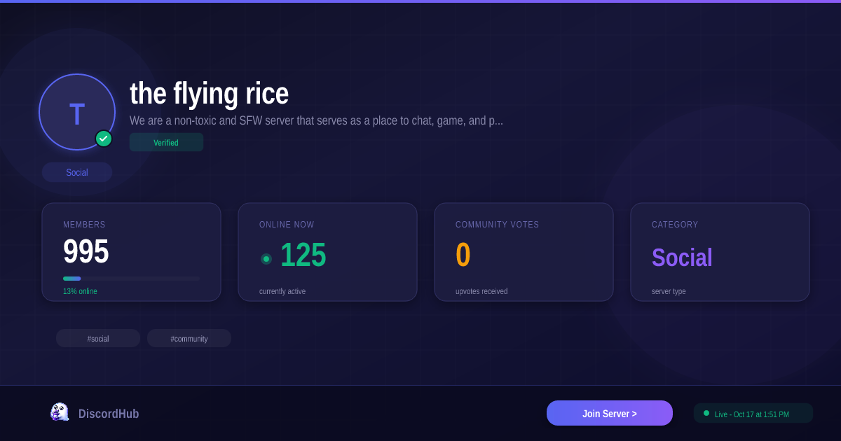the flying rice Discord Server — 1,022 Members | Top Social [2026]