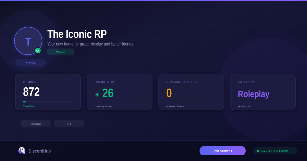 The Iconic RP — Popular Roleplay Discord (940+ Members) [2026]