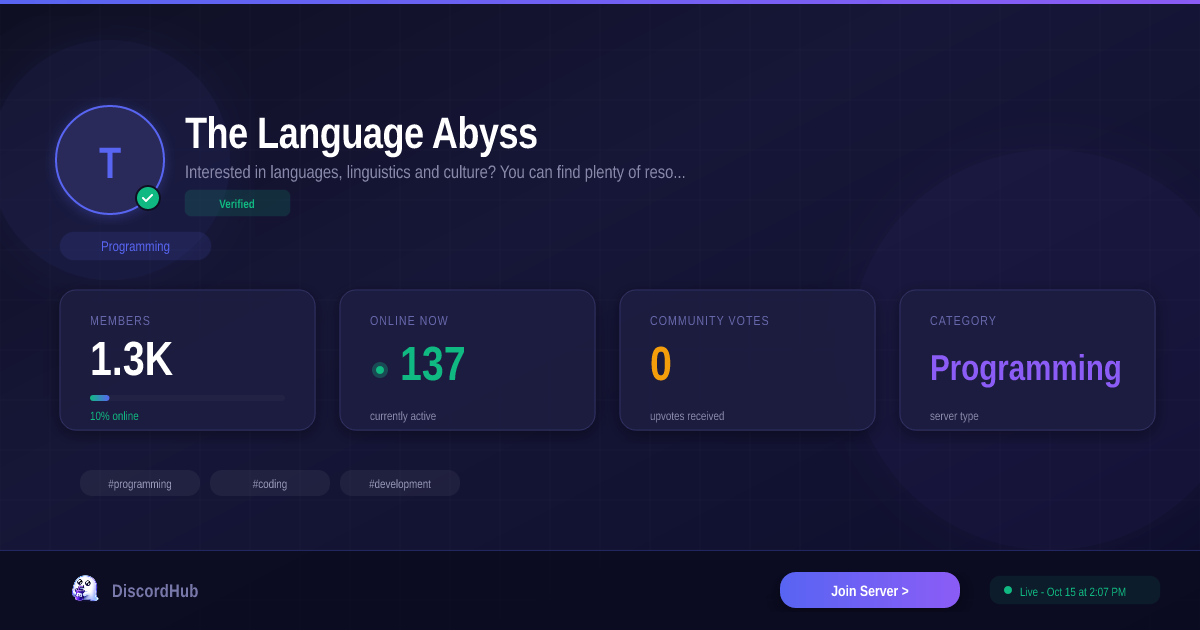 The Language Abyss Discord Server — 1,348 Members | Top Programming [2026]
