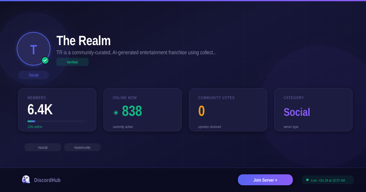 The Realm Discord Server — 7.1K+ Members | Top Social [2026]