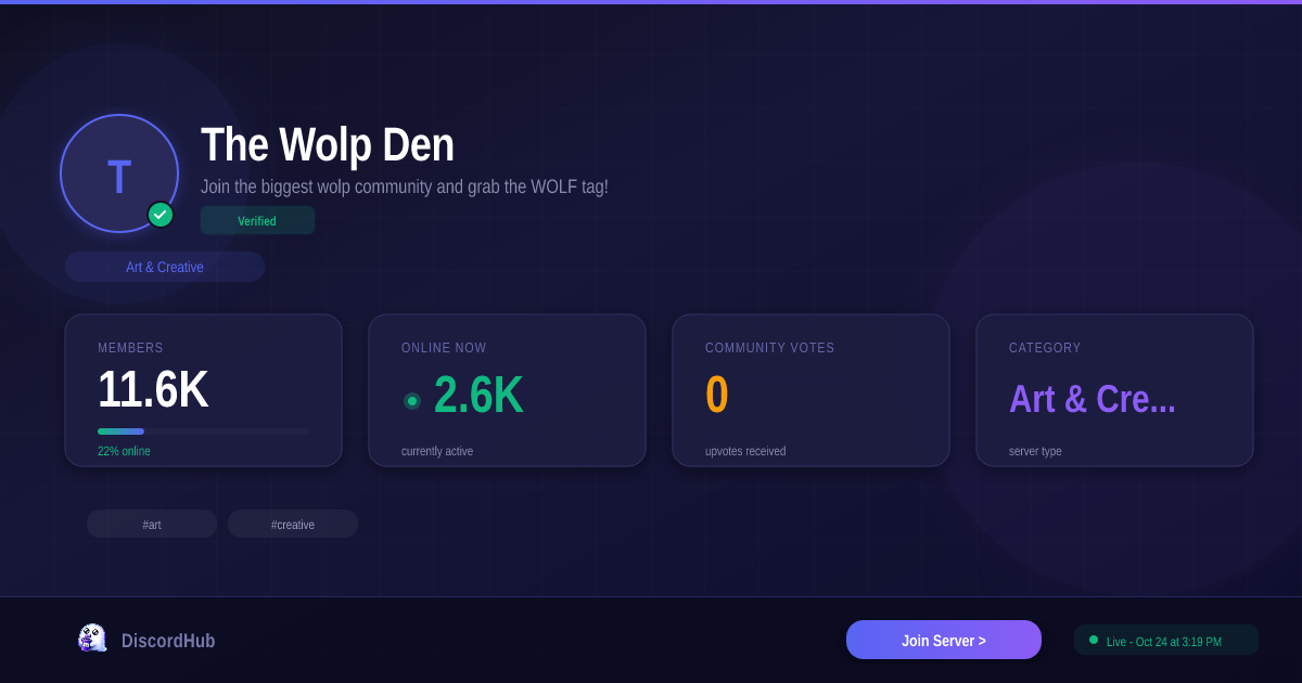 The Wolp Den Discord Server — 10K+ Members | Top Art & Creative [2026]