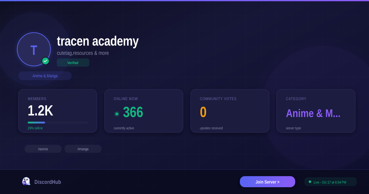 tracen ݁ academy𓈒 ᕱᕱ — Popular Anime & Manga Discord (1.1K+ Members) [2026]