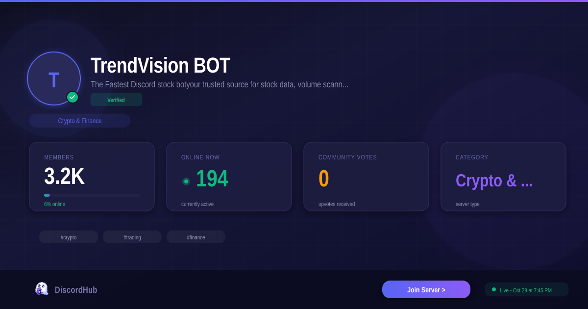 TrendVision BOT Discord Server — 3.0K+ Members | Best Crypto & Finance ...