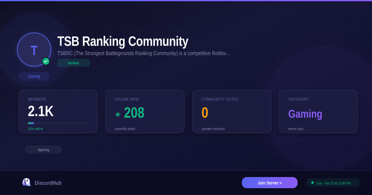TSB Ranking Community Discord Server — 2.0K+ Members | Best Gaming [2026]