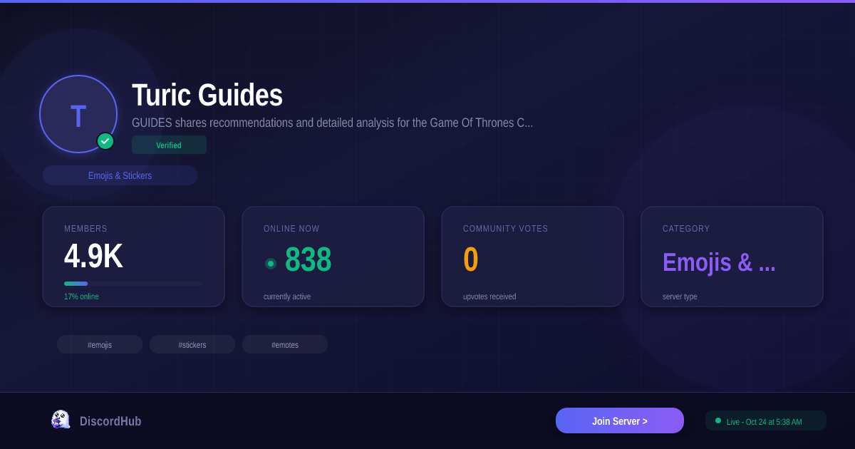 Turic Guides Discord Server — 4,319 Members | Top Emojis & Stickers [2026]