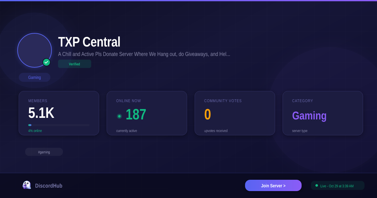 💸 TXP Central 💸 Discord Server — 5.1K+ Members | Top Gaming [2026]