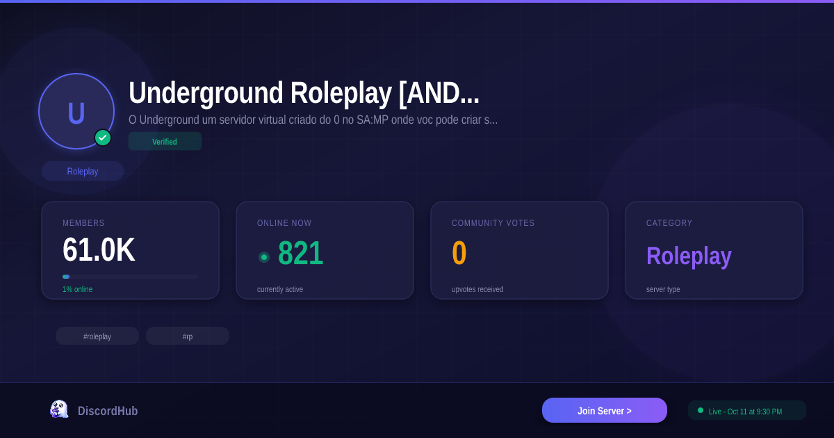 Underground Roleplay [ANDROID E PC] Discord Server — Join 62K+ Members ...