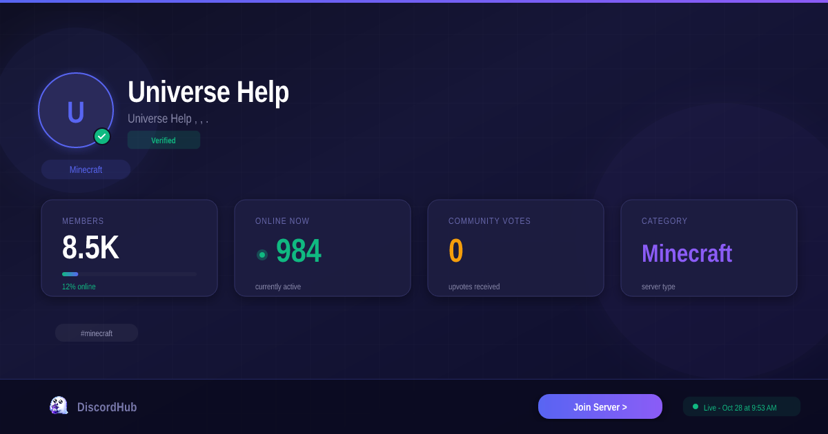 Universe Help Discord Server — 4.2K+ Members | Best Minecraft [2026]