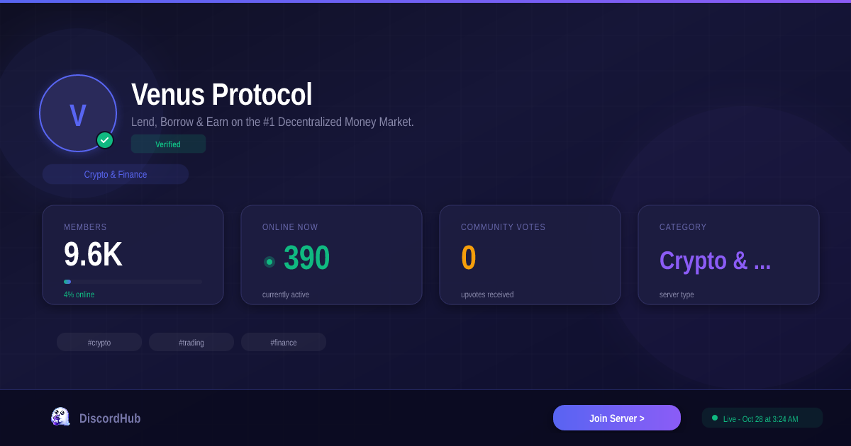 Venus Protocol — Massive Crypto & Finance Discord Server (9.6K+ Members)