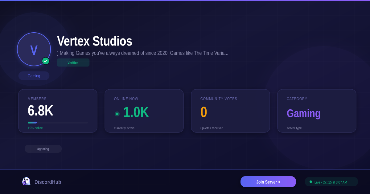 Vertex Studios — Popular Gaming Discord (4.6K+ Members) [2026]