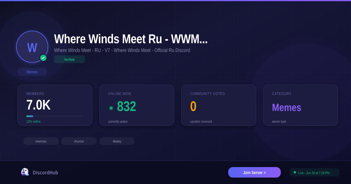 Where Winds Meet Ru - WWM RU - 𝙑𝟳 Discord Server — 7.0K+ Members | Top ...